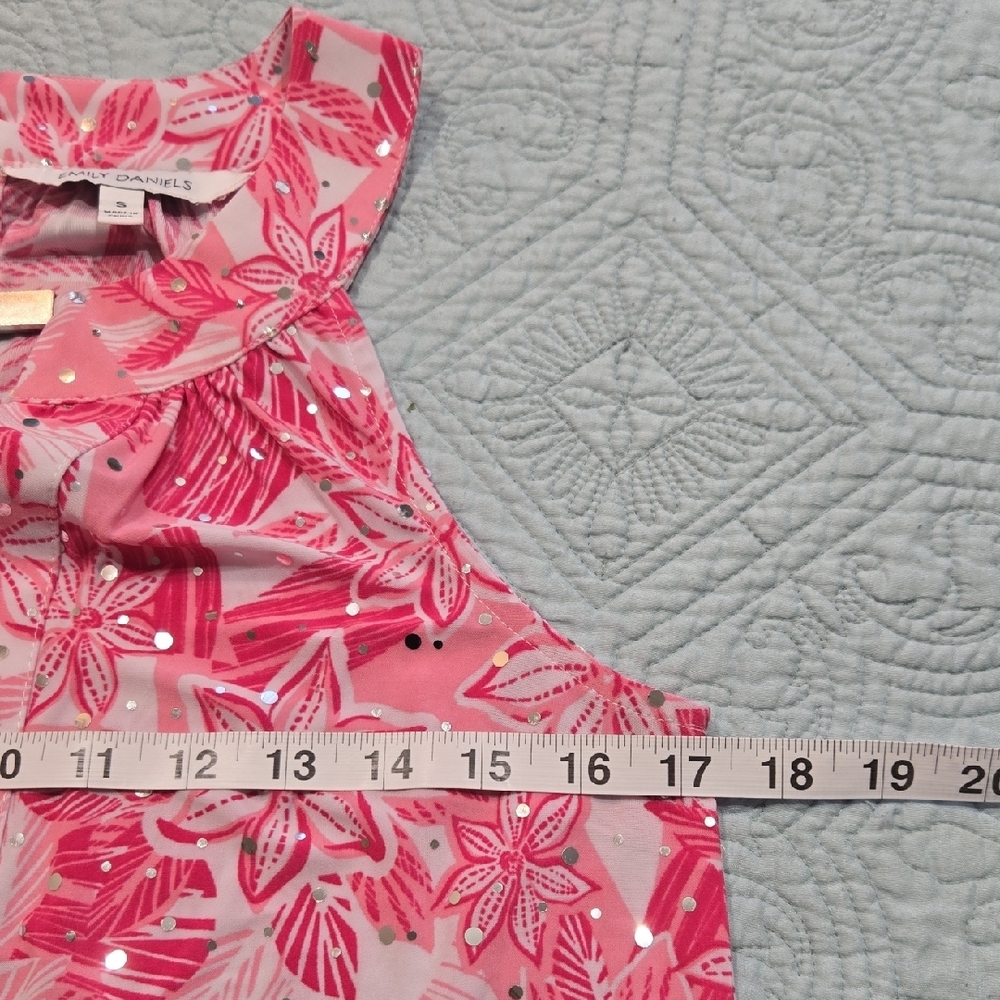 Emily Daniels Pink Floral Sleeveless Blouse Size S - Picture 7 of 8